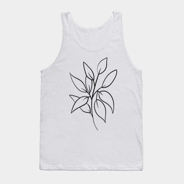 Leaves minimal line art Tank Top by Doodle Intent